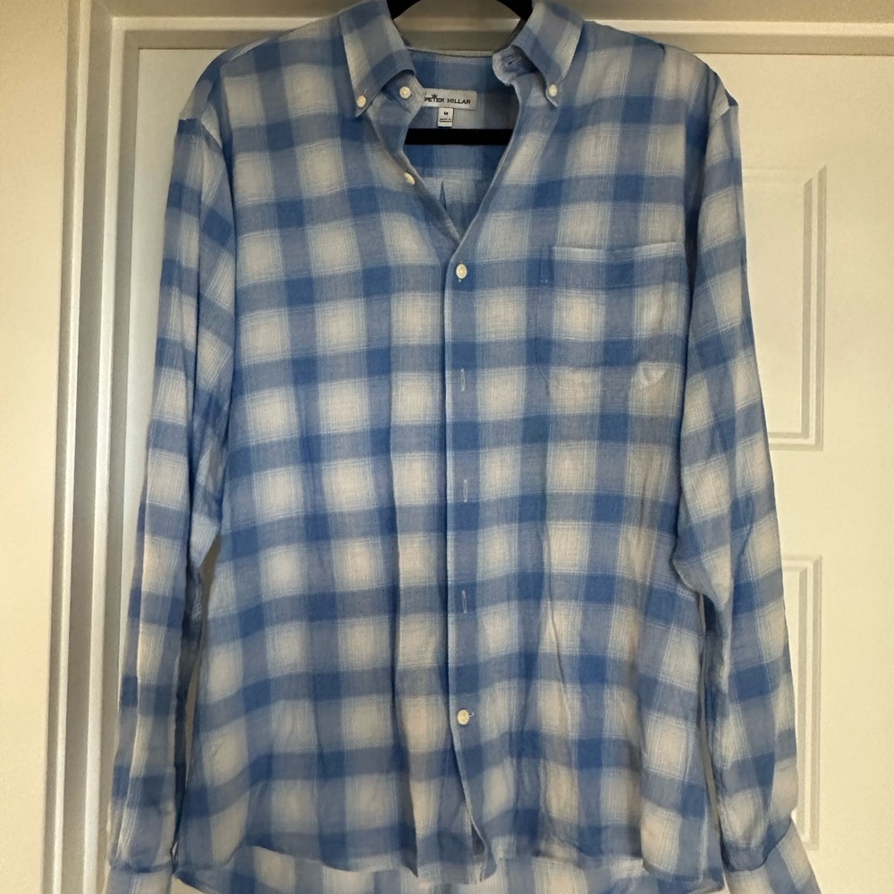 Peter Millar Blue Plaid Men's Shirt